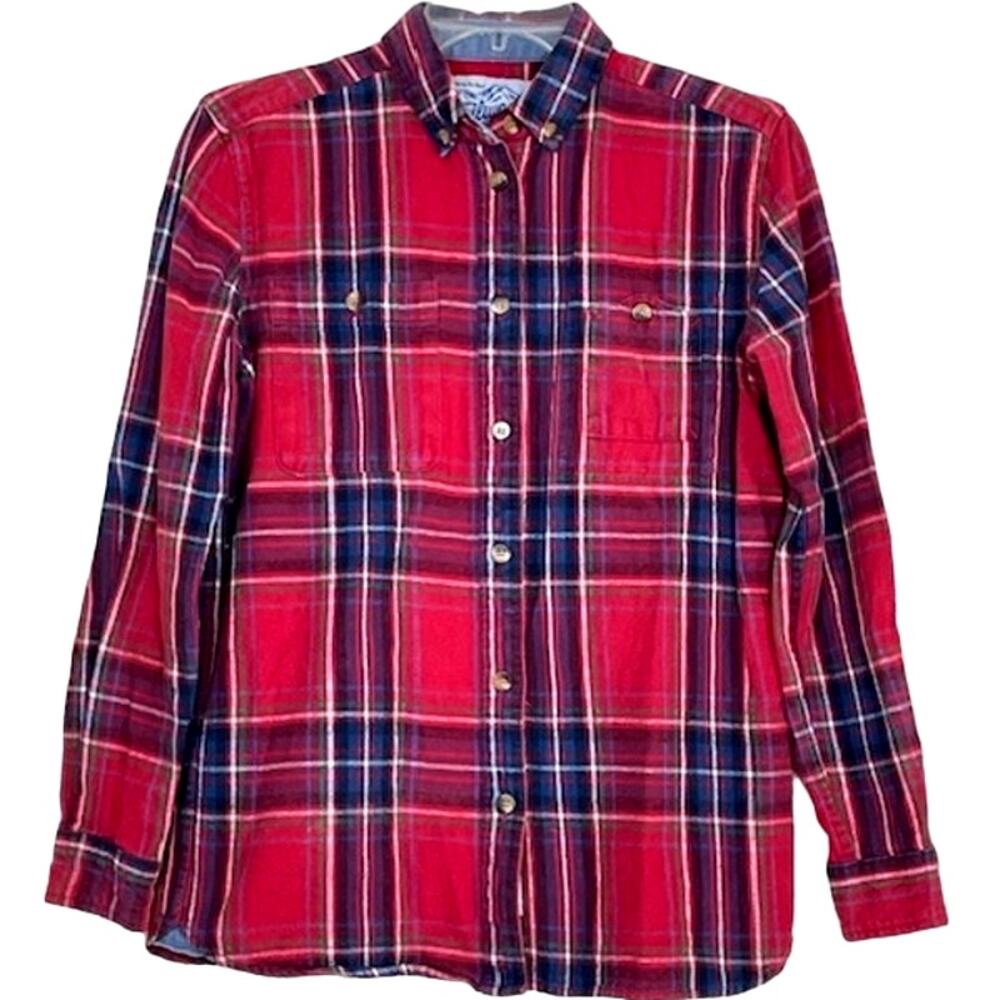 Madewell x Penfield Classic Slim Flannel warm cozy layers red blue plaid pockets - Picture 2 of 13